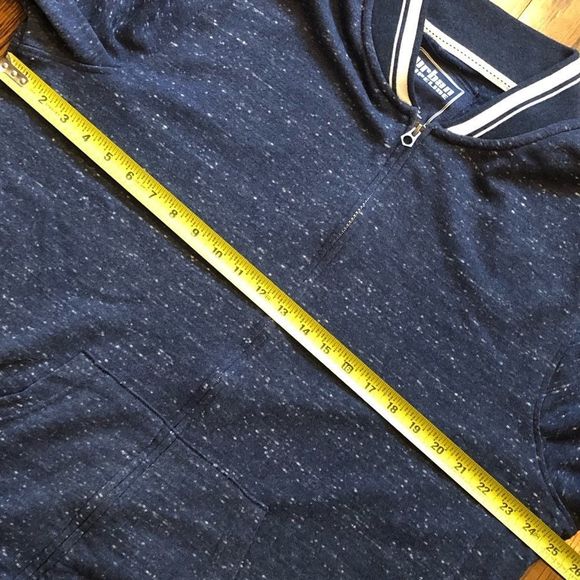 URBAN PIPELINE Mens Blue Speckled Full Zip Jacket Striped Collar Cuff Hem XXL - Picture 3 of 8